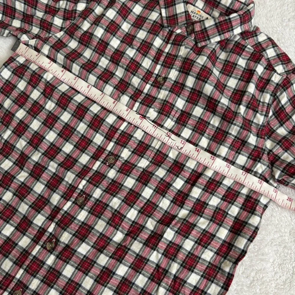 Marine Layer Kendall womens shirt red plaid button down sz medium Collared - Picture 6 of 12